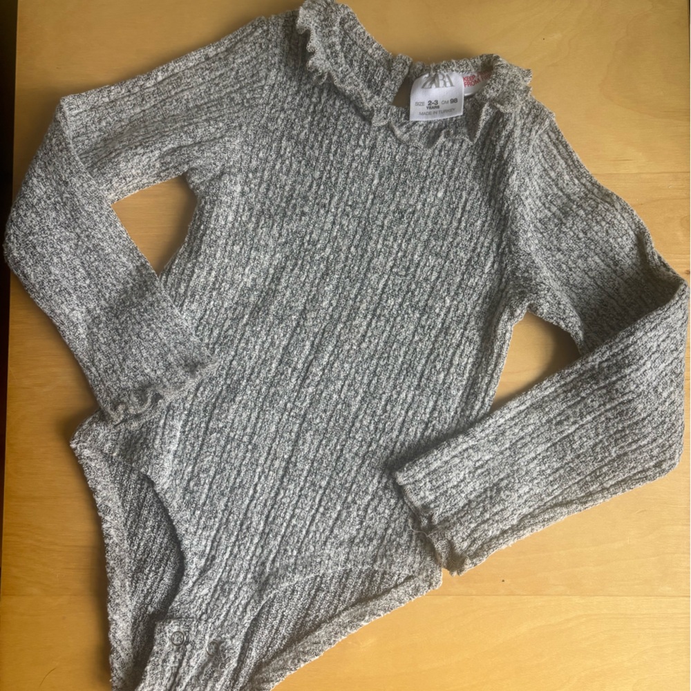 Zara Gray Ribbed Kids Sweater